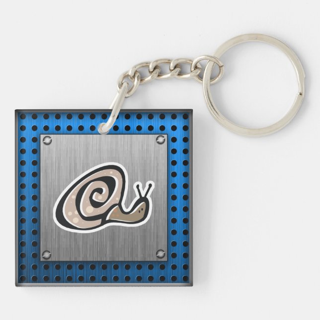Cute Snail; Metal-look Keychain (Back)
