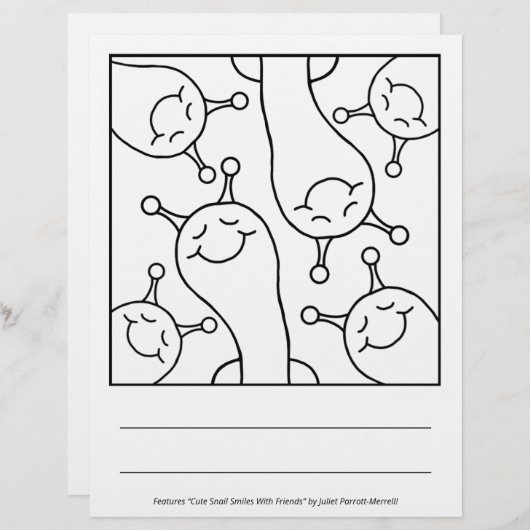 Cute Snail Miles Of Smiles Coloring Page (Front/Back)