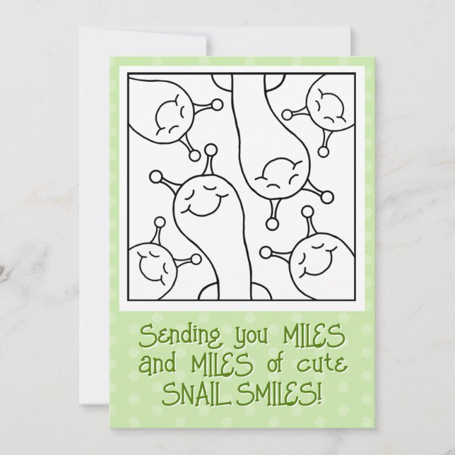 Cute Snail Miles Of Smiles Friendship Coloring Card (Front)