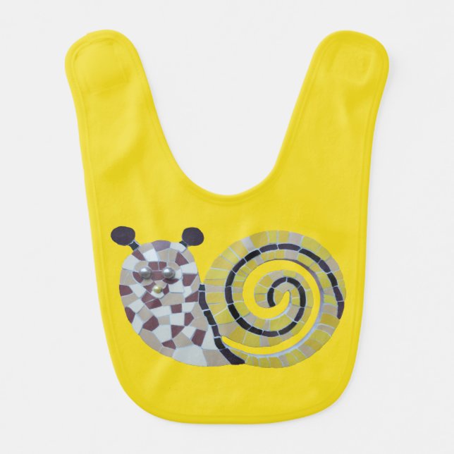 Cute Snail Mosaic Cust. Baby Bib (Front)