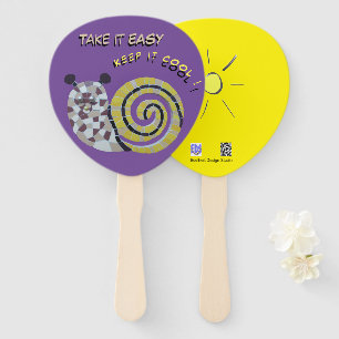 Cute Snail Mosaic Take it Easy Paddle Hand Fan