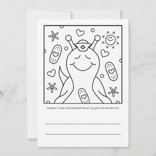 ❤️ Cute Snail Get Well Soon Coloring Card
