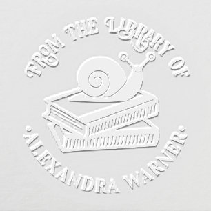 Cute Snail on Books Silhouette Library Book Name Embosser