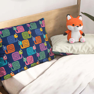 Cute Snail Pattern on Blue Pillow Case