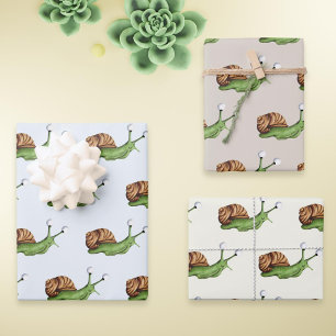 Cute Snail Pattern Wrapping Paper Sheets