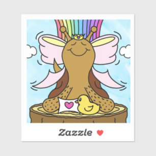 Cute Snail Pink Hair Ribbon Pretty Girl Smiles Sticker