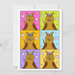 Cute Snail Pop Art Bunny Ears Easter  Holiday Card