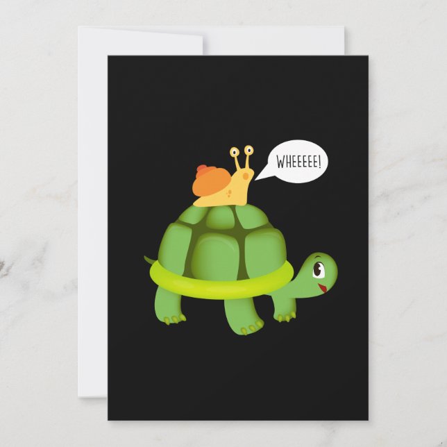 Cute Snail Riding Turtle Adorable Animal Invitation (Front)