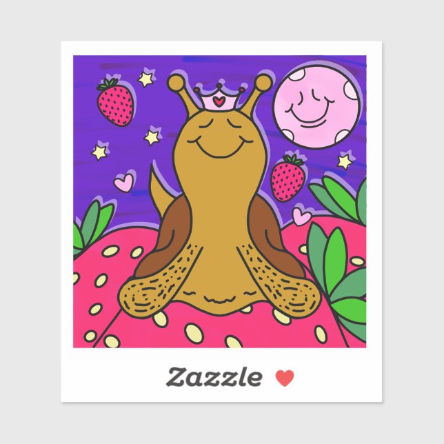 Cute Snail Royally Fun Summer Strawberry Moon Sticker (Sheet)