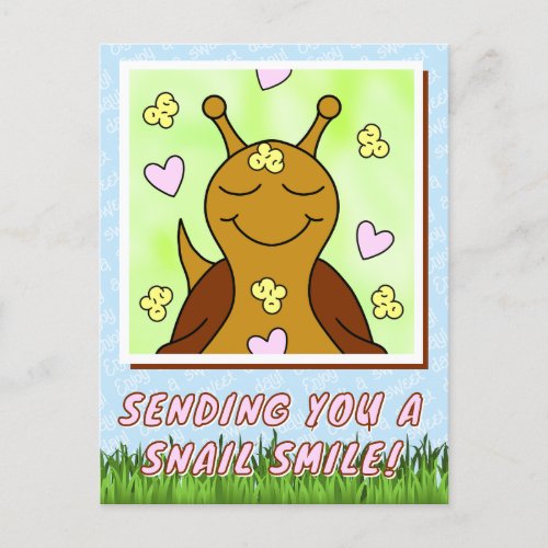 Cute Snail Sending Smile Postcard