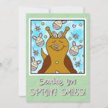Cute Snail Sending Smiles Easter Coloring | Holiday Card