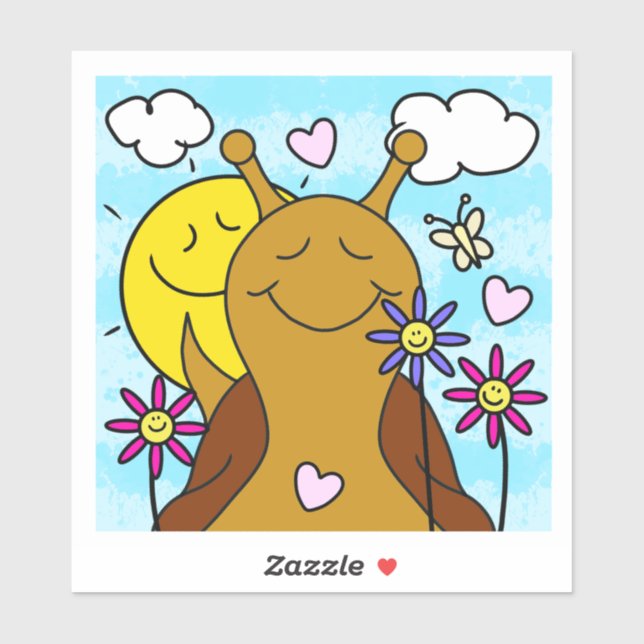 Cute Snail Sending Smiles Spring | Vinyl  Sticker (Sheet)