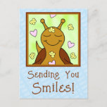 Cute Snail Sending You Smiles Thinking Of You Postcard