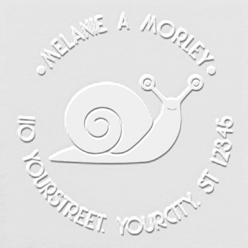 Cute Snail Silhouette 2 Round Name Return Address Embosser