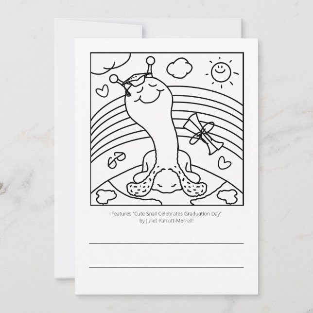 Cute Snail SNAILED IT Graduation Coloring Card (Back)