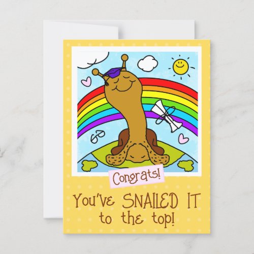 Cute Snail SNAILED IT To The Top Graduation Postcard