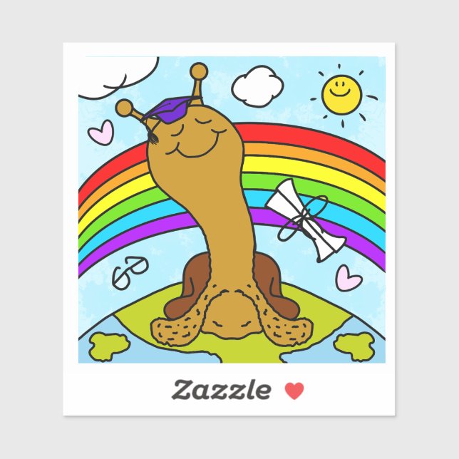 Cute Snail SNAILED IT To The Top Graduation Sticker (Sheet)