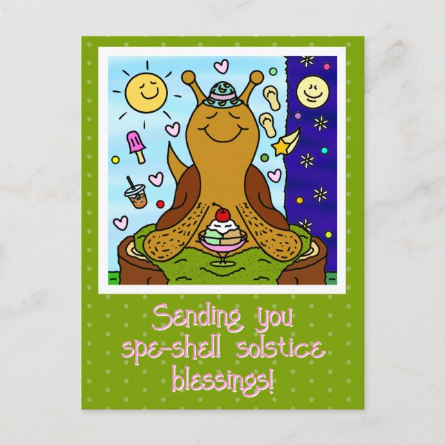 Cute Snail Spe-shell Summer Solstice Blessings Postcard (Front)