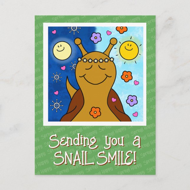 Cute Snail Spring Equinox Blessings Postcard (Front)