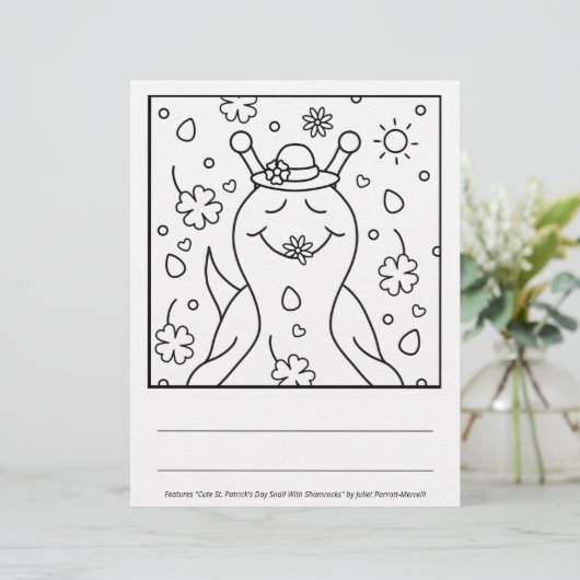 Cute Snail St Patricks Day | Coloring Page (Standing Front)