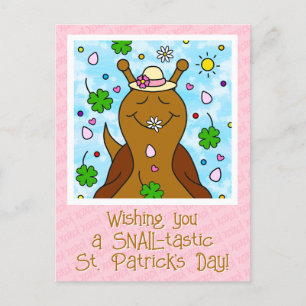 Cute Snail St Patricks Day Holiday Postcard