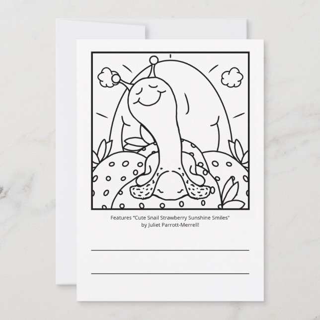 Cute Snail Strawberries And Summer Sunshine Smiles Card (Back)