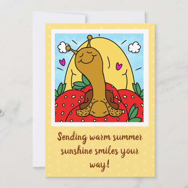 Cute Snail Strawberries And Summer Sunshine Smiles Card (Front)