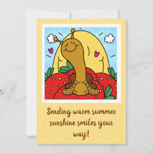 Cute Snail Strawberries And Summer Sunshine Smiles Card