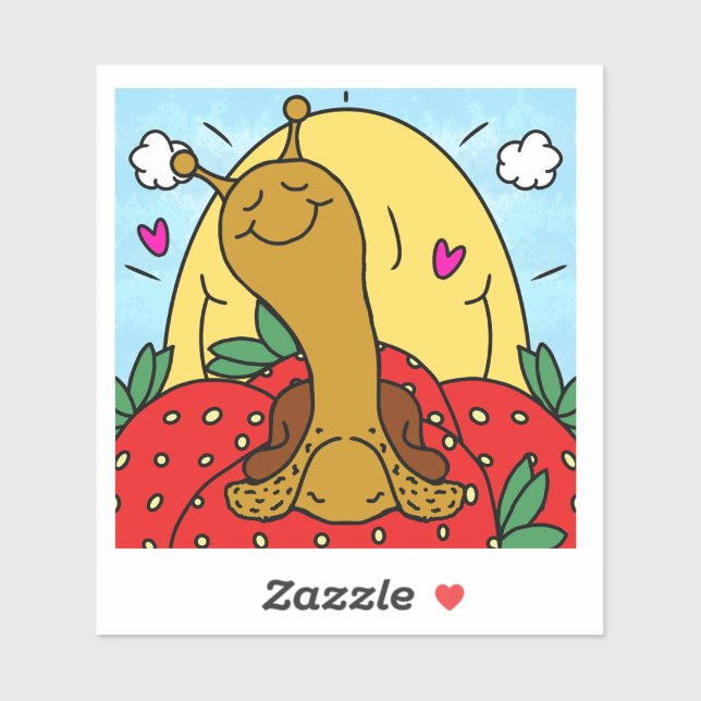 Cute Snail Strawberries And Summer Sunshine Smiles Sticker (Sheet)