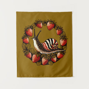 Cute Snail Strawberry Fruit Snails Art Snail Mail Tapestry