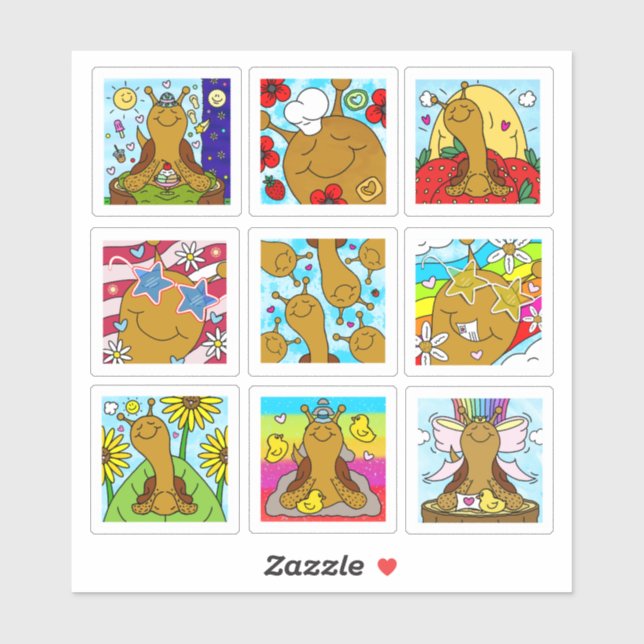 Cute Snail Summer 2025 Tiny Art Series Sticker (Sheet)