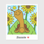 Cute Snail Summer Sunflower Garden Chat  Sticker