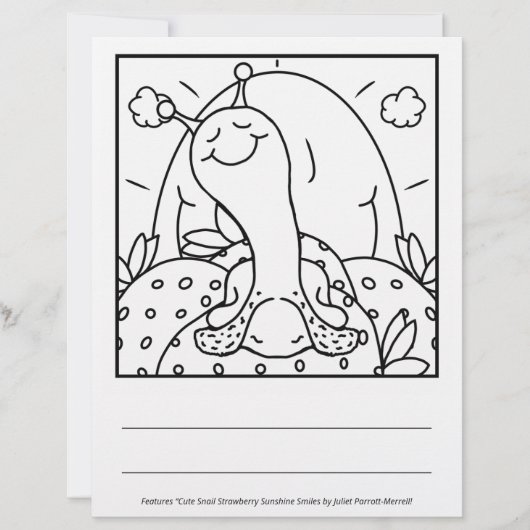 Cute Snail Summer Sunshine Smiles Coloring Page (Front)