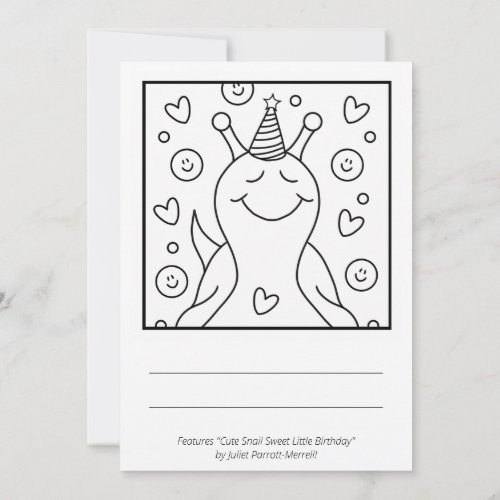 ❤️ Cute Snail Sweet Little Birthday Coloring Card