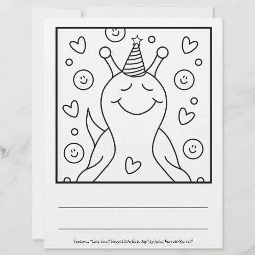 Cute Snail Sweet Little Birthday Coloring Page
