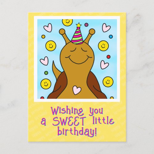 Cute Snail Sweet Little Birthday Postcard