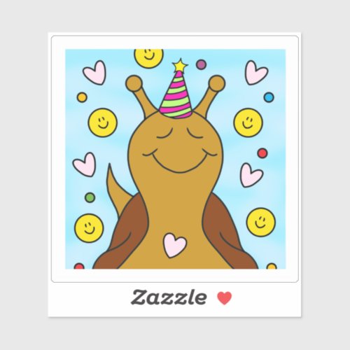 Cute Snail Sweet Little Birthday Vinyl  Sticker