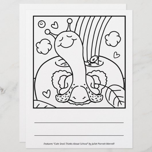 Cute Snail Teacher Appreciation Coloring Page (Front/Back)