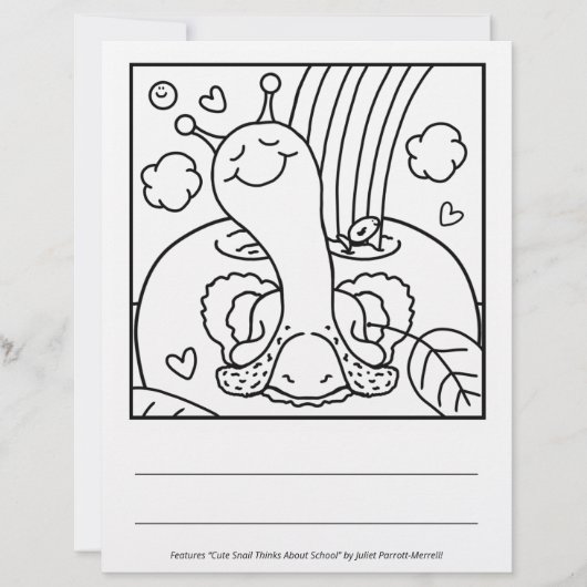Cute Snail Teacher Appreciation Coloring Page (Front)