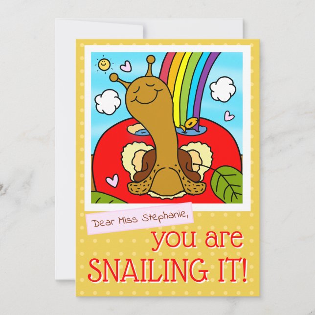 Cute Snail Teacher Appreciation Day Thank You Card (Front)