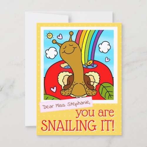 Cute Snail Teacher Appreciation Thank You Postcard