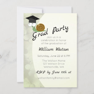 Cute Snail Themed Graduation Party Invitation
