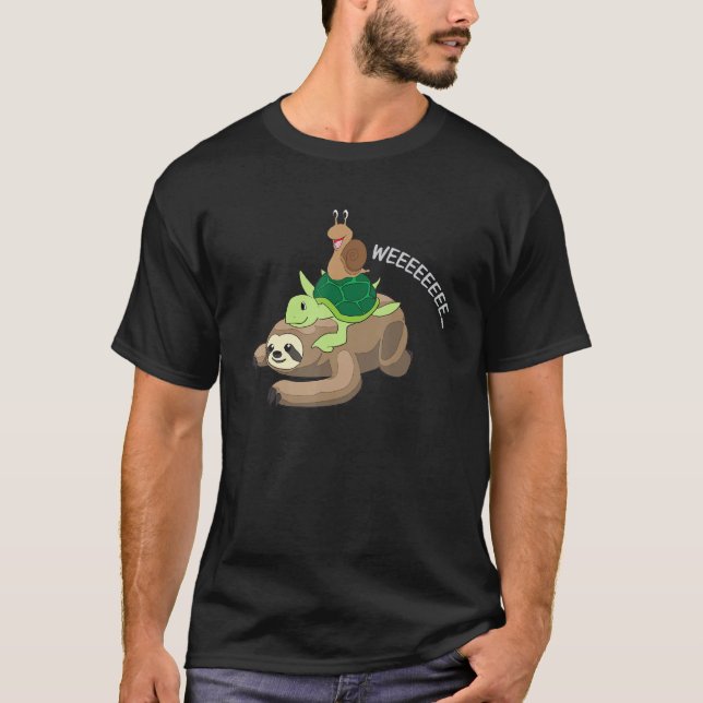 Cute Snail Turtle And Sloth   Slow Animals Running T-Shirt (Front)