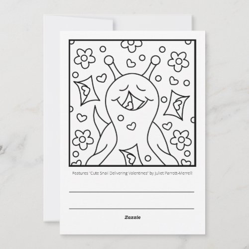 ❤️ Cute Snail Valentines Day Coloring Holiday Card
