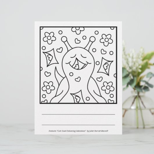 Cute Snail Valentines Day | Coloring Page (Standing Front)
