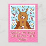 Cute Snail Valentines Day Holiday Postcard