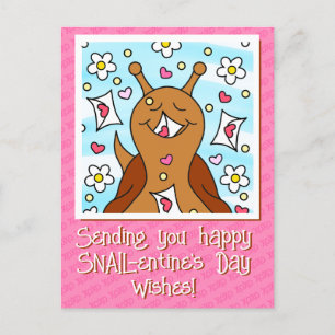 Cute Snail Valentines Day Holiday Postcard