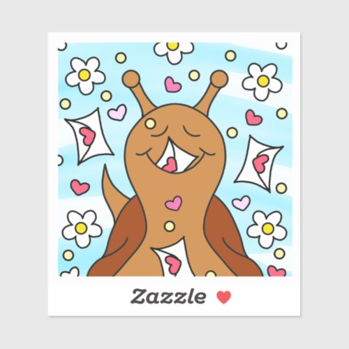 Cute Snail Valentines Day Vinyl  Sticker