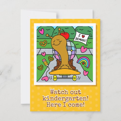 Cute Snail Watch Out Kindergarten Back To School Postcard