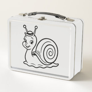 Cute Snail Wearing Hat Funny Retro Metal Lunch Box